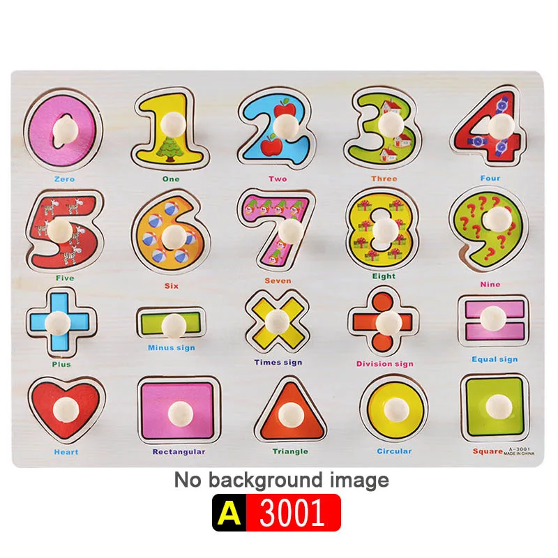 Big Size Baby Montessori Wooden Puzzle Hand Grab Board Set Educational Toys Infantil Cartoon number letter Math Puzzle kids Gift 33