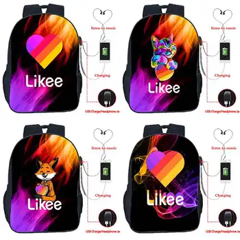

Fashion Likee App BackpackLIKEE Video Colorful USB Charging Laptop Travel knapsack Men Cat Fox Heart Mochila Mujer Schoolbag