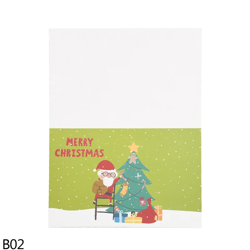 B02 santa claus 2/5 шт, 10*15 см мультфильм Санта Клаус счастливых праздников рождественские поздравительные открытки с конверт для год Почтовые открытки подарочная карта - Цвет: B02 santa claus