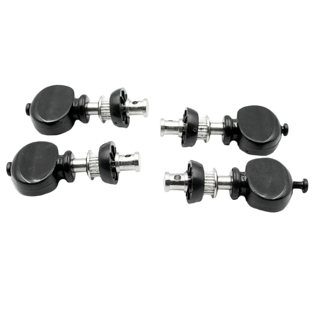 Pack of 4 Straight String Tuning Pegs Pin Black+Silver for Ukulele 4 String Guitar Replacement Parts