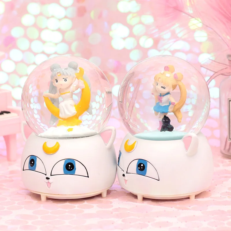 10*15 8 см Сейлор Мун хрустальные шары снега стеклянная музыкальная шкатулка снежок