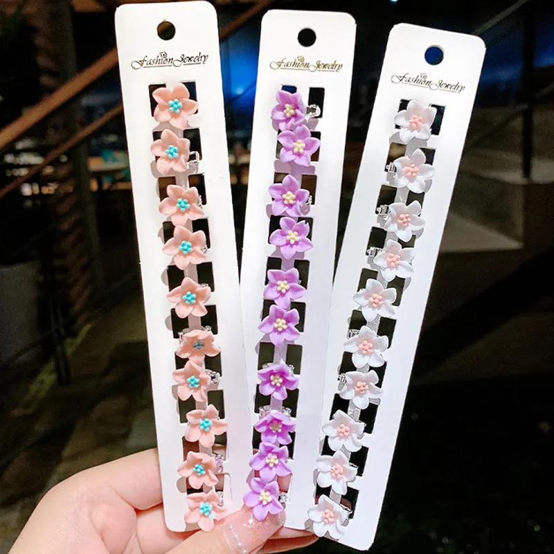 10pcs Small Flower Buckle Hair Clips Hairpins for Women Girls Fashion DIY Hair Styles Holder Hair Pins Claws Hair Accessories