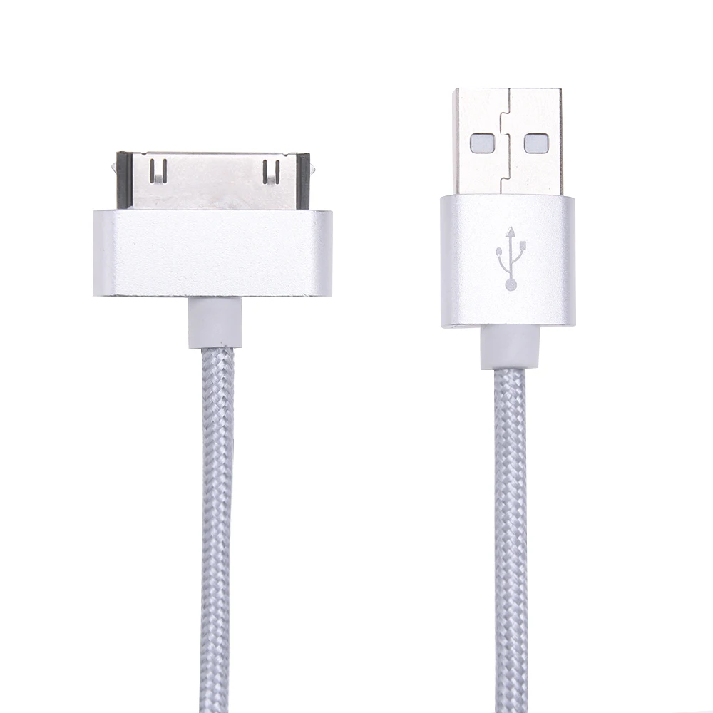 Нейлоновый USB кабель для IPhone 4S 4, металлический штекер, нейлоновый плетеный провод, кабель для зарядного устройства, 2,1 A, шнур для быстрой зарядки и синхронизации данных для IPad 1, 2, 3