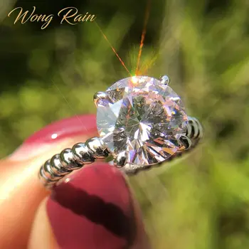 

Wong Rain Classic 100% 925 Sterling Silver Created Moissanite Gemstone Wedding Engagement Diamonds Ring Fine Jewelry Wholesale