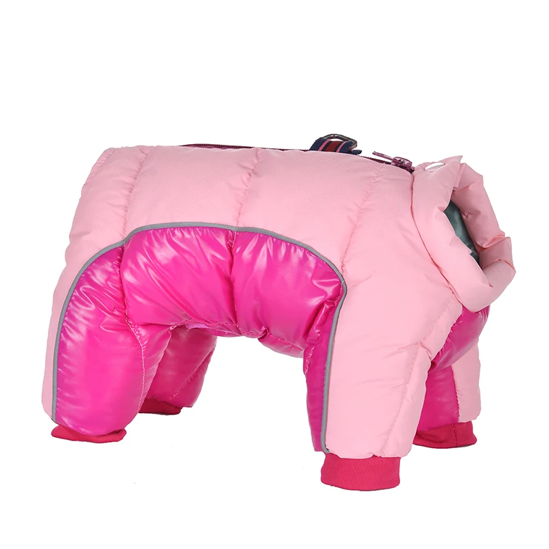 Утолщенная теплая одежда для собак, зимняя куртка для щенков, куртка для собак, водонепроницаемая Светоотражающая Одежда для собак, французский бульдог, мопс - Цвет: Pink Rose