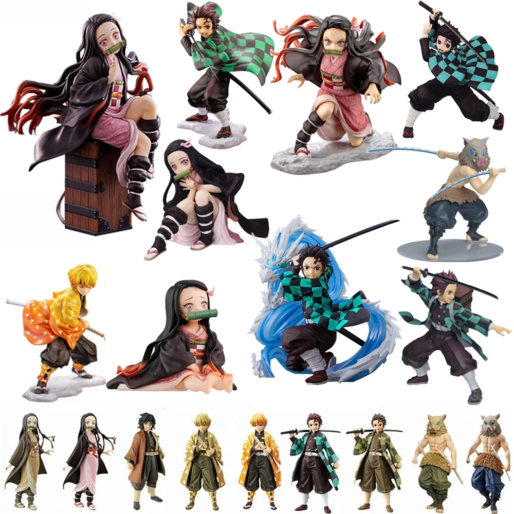 Agatsuma Zenitsu Kamado Nezuko Tanjirou Demon Slayer Kimetsu no Yaiba Аниме ПВХ Фигурки игрушки Аниме Фигурки игрушки для подарков