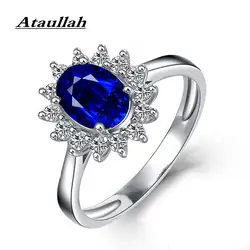 Ataullah Принцесса Диана Вильям Кейт кольца с голубым сапфиром Серебро 925 кольцо с драгоценным камнем украшения для помолвки для женщины RW089
