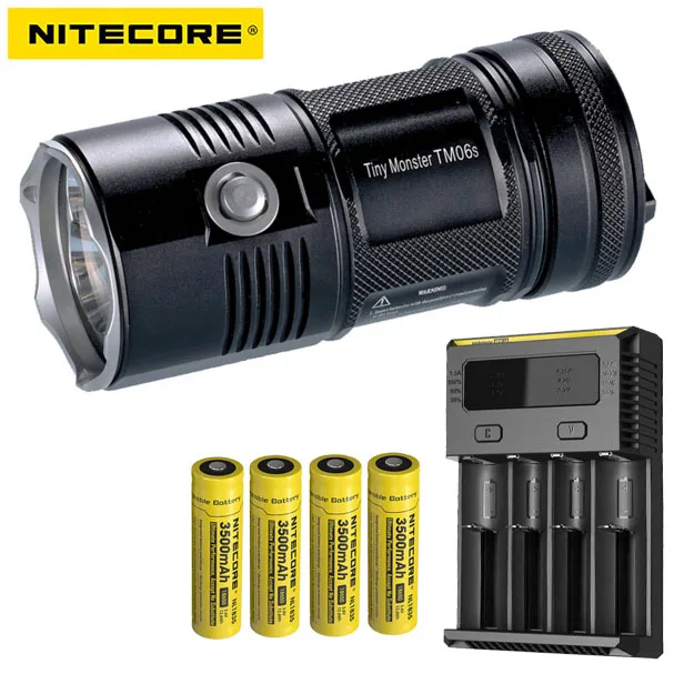 Nitecore TM06S 4000 люмен 359 метр крошечный Монстр 4x Cree XM-L2 U3 фонарик+ 4Xnitecore 3500mah батарея+ зарядное устройство nitecore I4 зарядное устройство