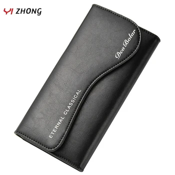 

YIZHONG Leather Long Men Wallets Large Capacity Business Casual Wallet Men Purse Card Holder Cell Phone Pocket Purses Carteras