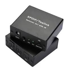 SPDIF/Toslink оптический аудио коммутатор светодиодный удлинитель индикации 2x1 Защита Поддержка DTS прочный с ИК цифровой, с дистанционным