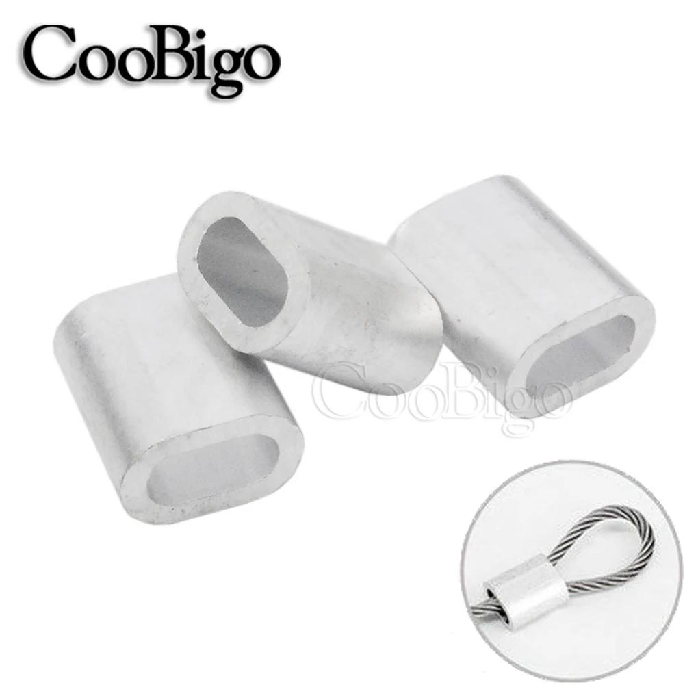 Cable Crimps Sleeves 50pcs 1 32 5 16 Hole Aluminum Cable Crimps Sleeves Cable Ferrule Stops For Snare Wire Rope Clip Swage Trap Barrel Fitting