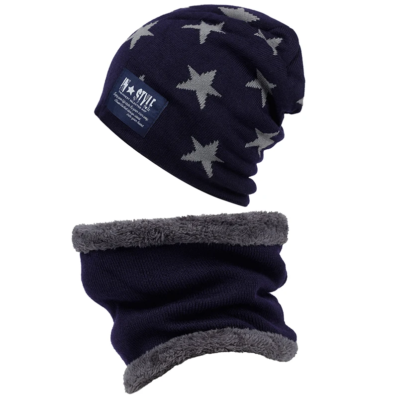 Осенние и зимние новые густая шерсть шляпа модные шапки, шарфы двойного назначения cap плюс бархат теплая шапка ветрозащитный холодной Шапки - Цвет: navy