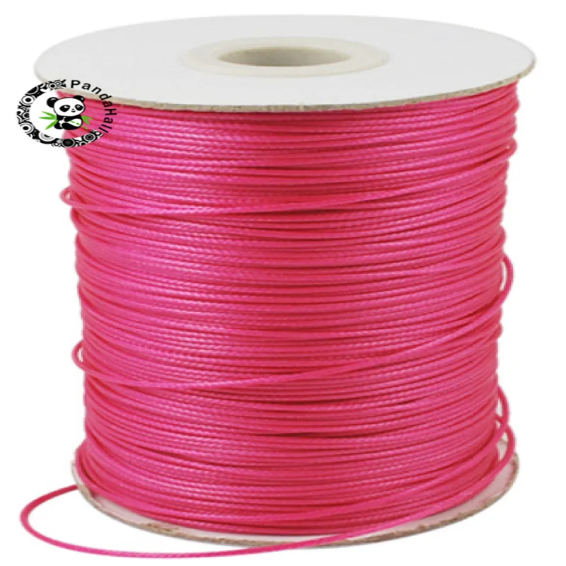 Pandahall 1 рулон 0,5 мм корейский вощеный полиэфирный шнур для изготовления нанизывающих материалов 38 цветов - Цвет: 151 DeepPink
