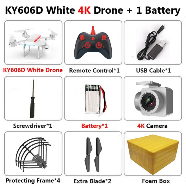 KEELEAD Дрон KY606D 4K 1080P HD wifi камера дроны режим удержания высоты складной Радиоуправляемый квадрокоптер с камерой VS E58 SG106 мини Дрон - Цвет: 4K White 1B FB