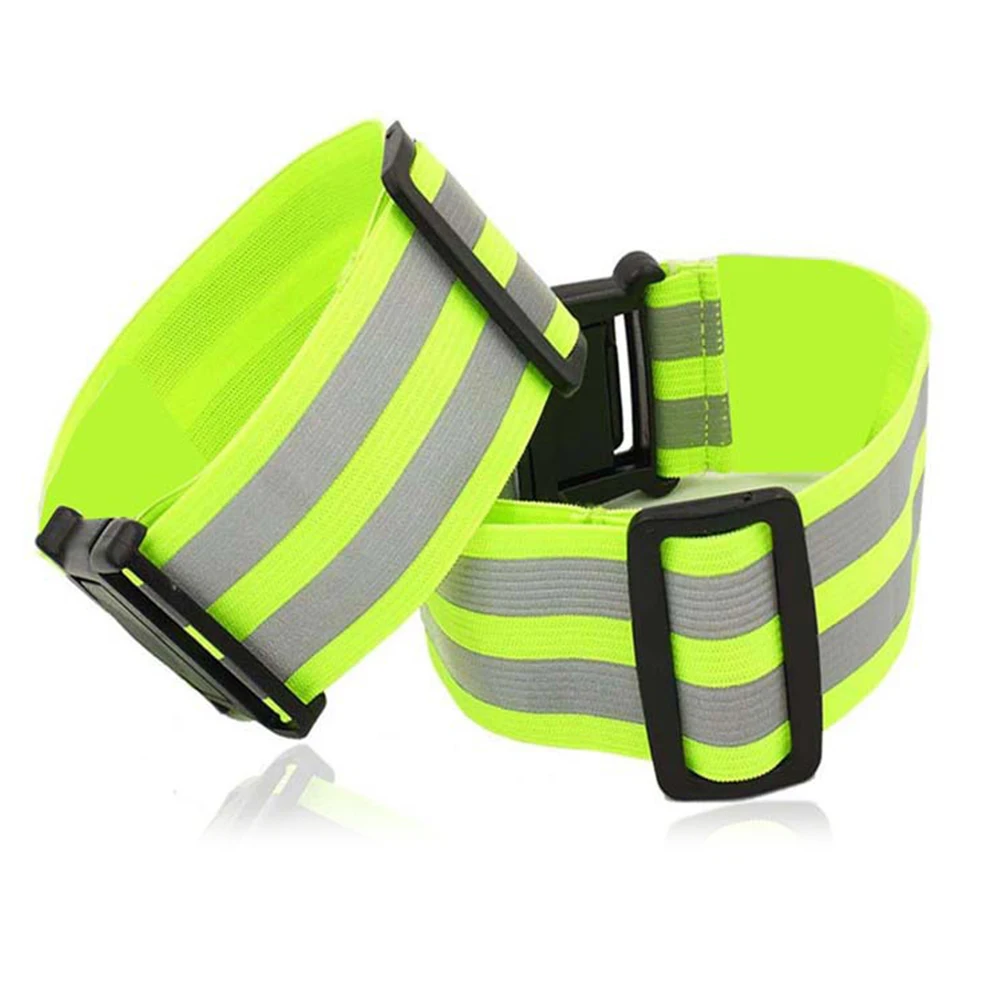 Pack of 10 Reflective Safety Arm Bands Stretchy Wrist Ankle Ribbon Strap Running 