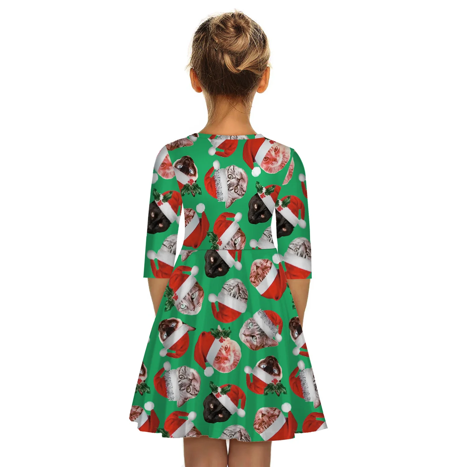 Рождественское платье с принтом Кошки Одежда для мамы и дочки «Мама и я» одинаковые комплекты для семьи женские платья для мамы и ребенка