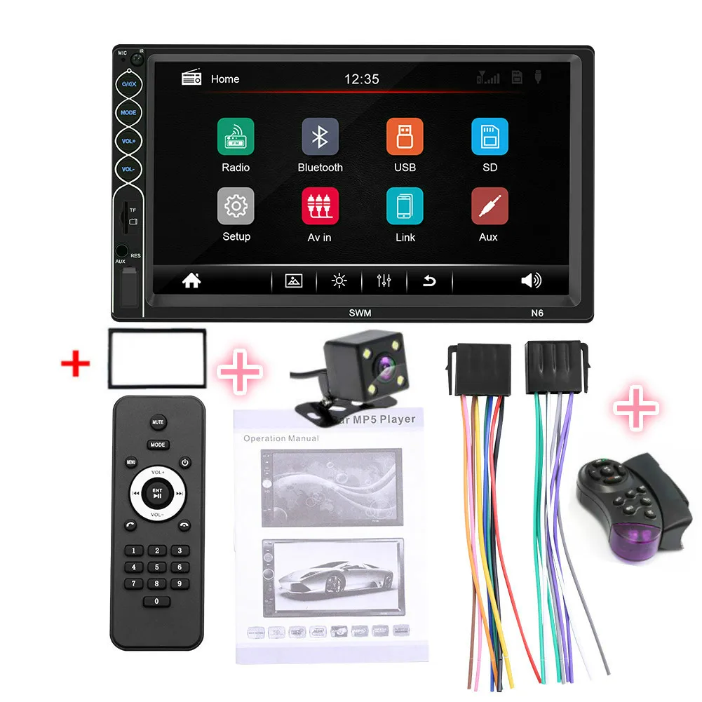 SWM N6 двойной 2 DIN стерео MP5 плеер 7 дюймов сенсорный экран bluetooth USB AUX радио приемник в тире головное устройство+ камера - Цвет: frame control camera