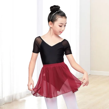 

Light Mesh Girls Dance Leotards Costume Breathable & Soft Bodysuit Children Dance Exercise Gymnastics Short Sleeve Sets Kids