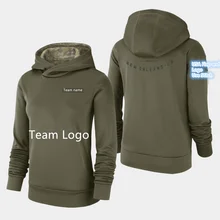 На заказ,, оливковый Салют для обслуживания, Sideline Therma, толстовки, пуловер для выступлений, карман, флаг США, логотип, Женская толстовка