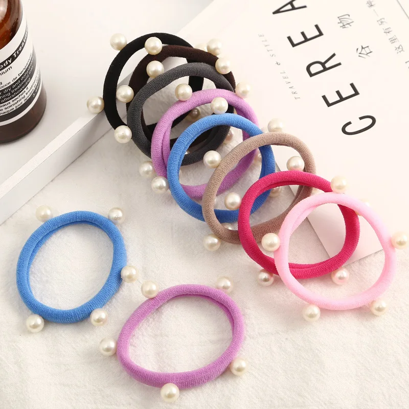 Fashion Pearls Bead Elastic Rubber Hair Bands Elegant Headwear Women Girl Hair Rope Scrunchy Ponytail Jewelry Hair Accessory