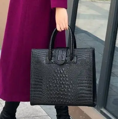 

Luxury brand new coming genuine leather Crocodile pattern female ladies handbag big capacity large size business computer bags