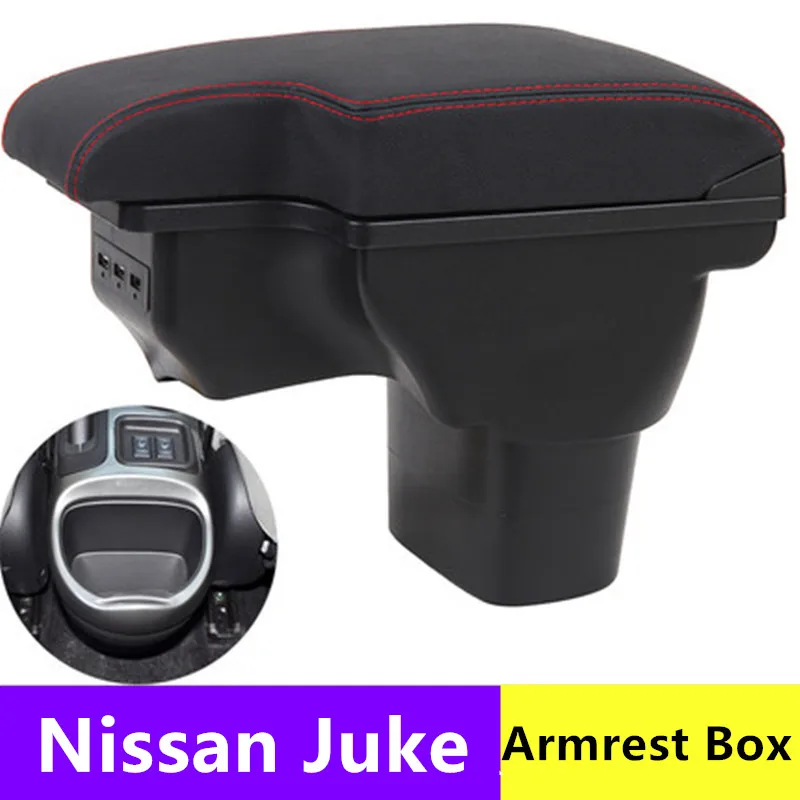 Подлокотник для Nissan Juke ESQ 2011- черный кожаный центр USB ящик для хранения модификация