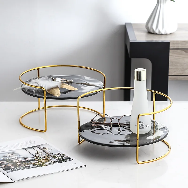

Elegant Black Chinese Ink Painting Ceramic Storage Tray With Shelf Jewelry Cosmetics Porcelain Plate