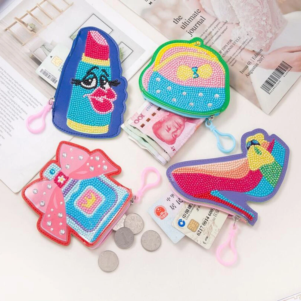 5D DIY Special Shaped Diamond Painting Coin Purse Wallet Keychain Key Ring Gift 
