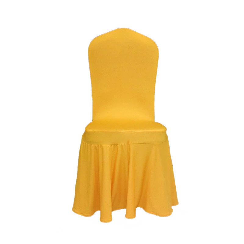 Свадебные чехлы на стулья для столовой, вечерние, банкетные, декоративные, растягивающиеся чехлы на стулья с поясом и бантом для свадьбы - Цвет: Gold