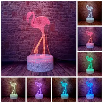 

Flamingo Animal Model juguetes 3D Illusion LED Desk Nightlight Colorful Changing Light Phoenicopterus ruber Figure Toys