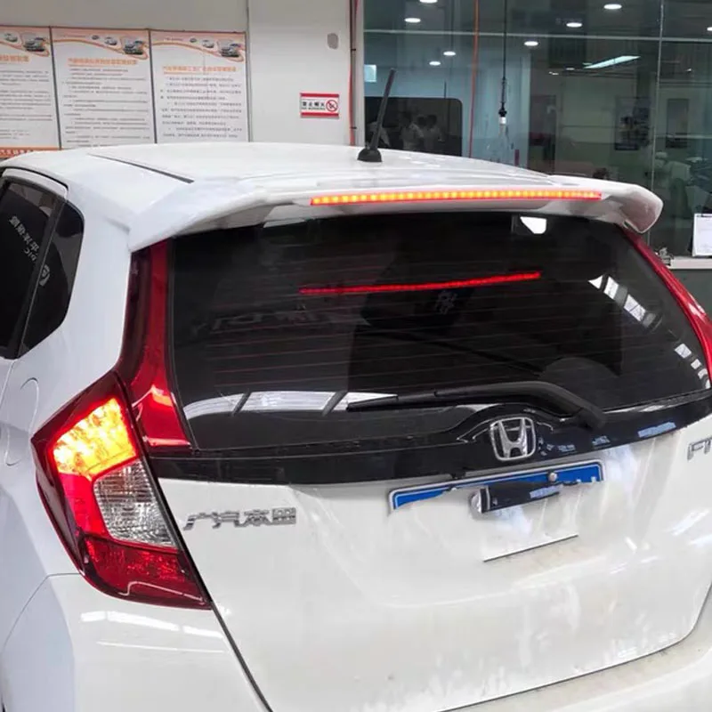 Длинный светодиодный светильник ABS Спойлер для Honda Fit Jazz год- с материалом заднее крыло автомобиля подходит GK5 крыша Спорт спойлер RS