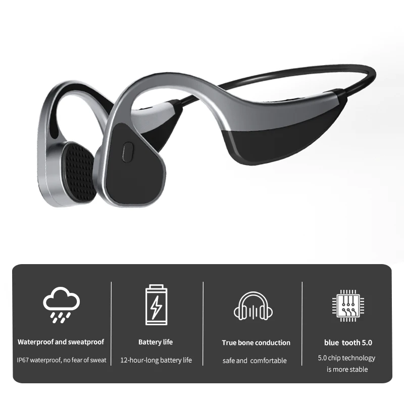 K8 Bone Conduction Headphones Handsfree Wireless Bluetooth Earphone