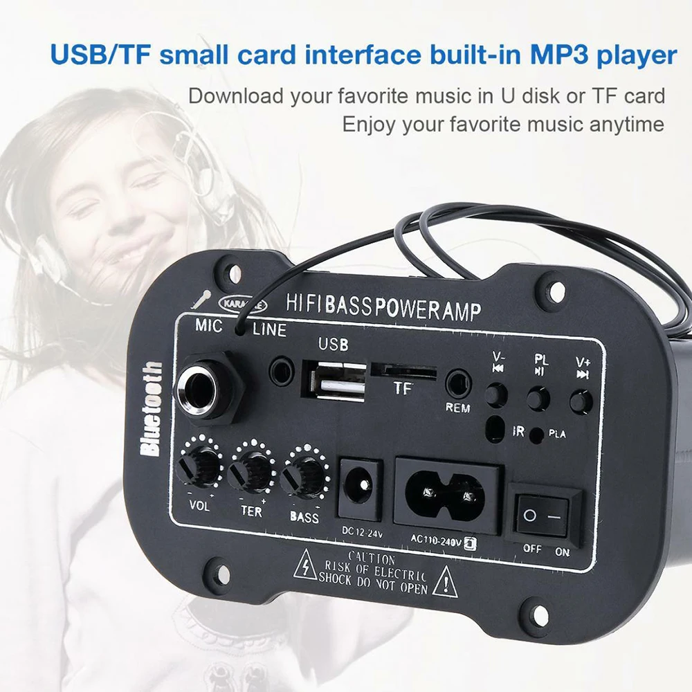 Автомобильный Bluetooth бас hifi-усилитель цифровой стереоусилитель USB TF пульт дистанционного управления