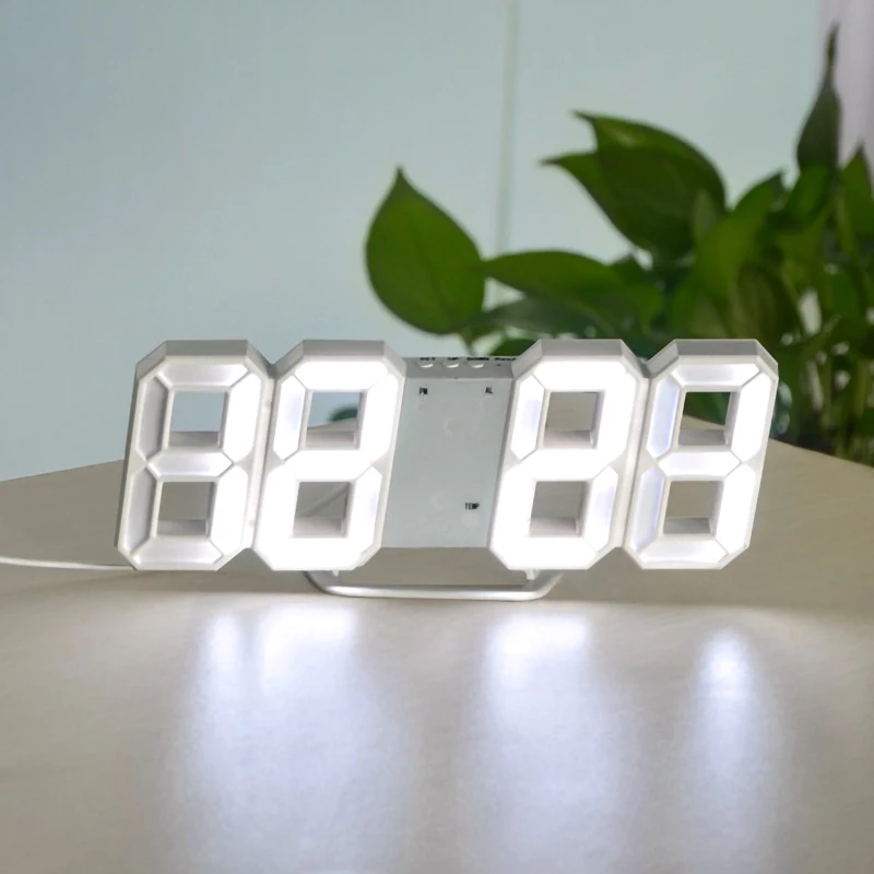 LED Alarm Clock USB Charge 3D Electronic Automatic Induction Digital Clocks Wall Horloge Home Decoration Office Table Desk Clock