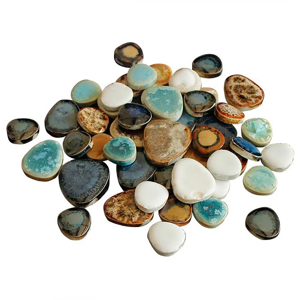 100g High Fired Ceramic Tiles Marble Pattern Mosaic Irregular Drop Shape Tile DIY Stone Fragments Mixed Color Mosaic Craft Decor