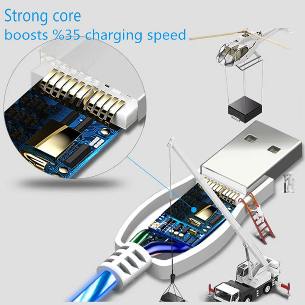 Usb-кабель type-C, светодиодный, светящийся, зарядный кабель для передачи данных, синхронизировать мобильный телефон, кабели для IPhone 6, Android, samsung S9, usb-кабель для зарядки