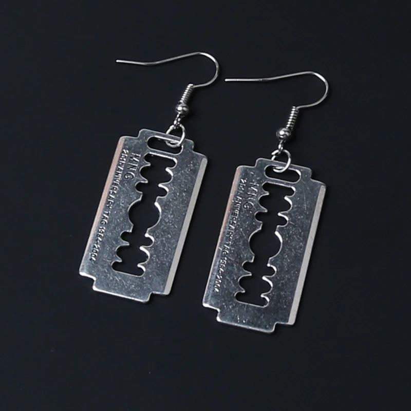Earrings Gothic Razor-Blade Jewellery Emo Kitsch Handmade Silver-Color