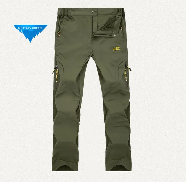 NUONEKO Mens Hiking Pants Tourism Camping Quick-Dry Summer Outdoor Sport Tactical Waterproof Wear-Resistant Cargo Trousers PNT02 ArmyGreen