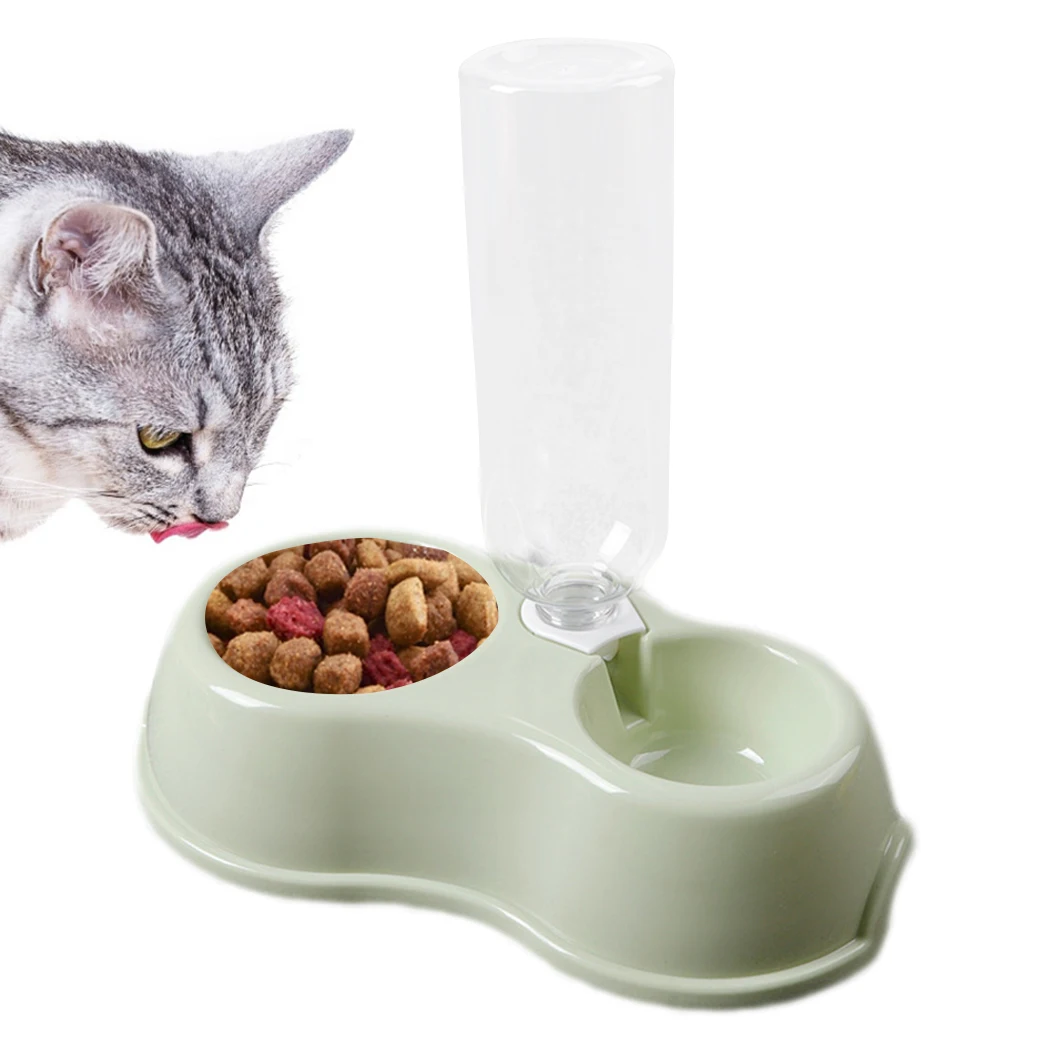 

Pet Bowls Water Food Pet Double Use Feeder Creative Antiskid Dog Food Bowl Cat Bowls With Water Bottle Pet Feeding Supplies