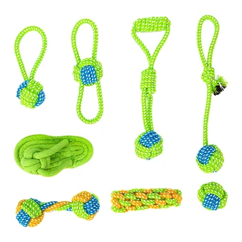 

8pcs/set Cotton Rope Bite Resistant Chewing Teeth Cleaning Puppies Dog Ball Toys Training Multifunction Washable Interactive