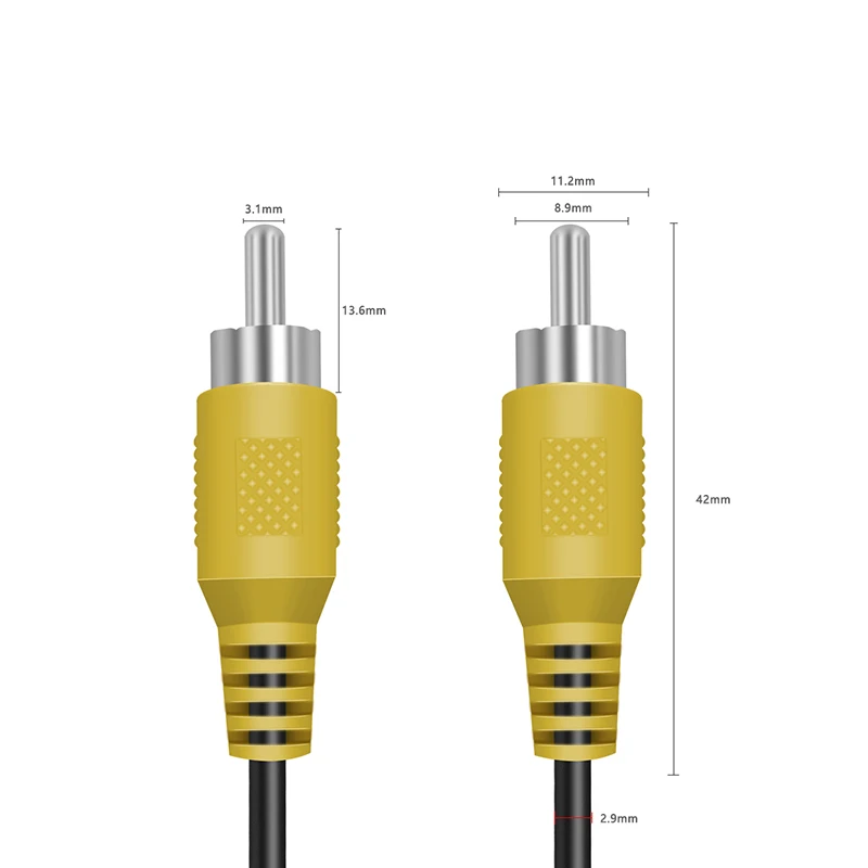 AV-кабель RCA-RCA Штекерный видеошнур композитный желтый кабель ТВ DVD видео M-M 90 см |