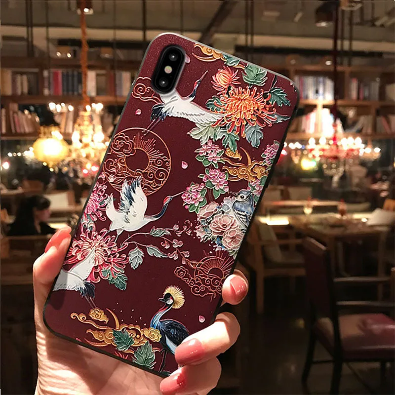 Для iphone 6/7/8plus11xr xsmax PA халат рельефный Чехол для мобильного телефона чехол Изысканная цветная картина шокированы вашу красоту