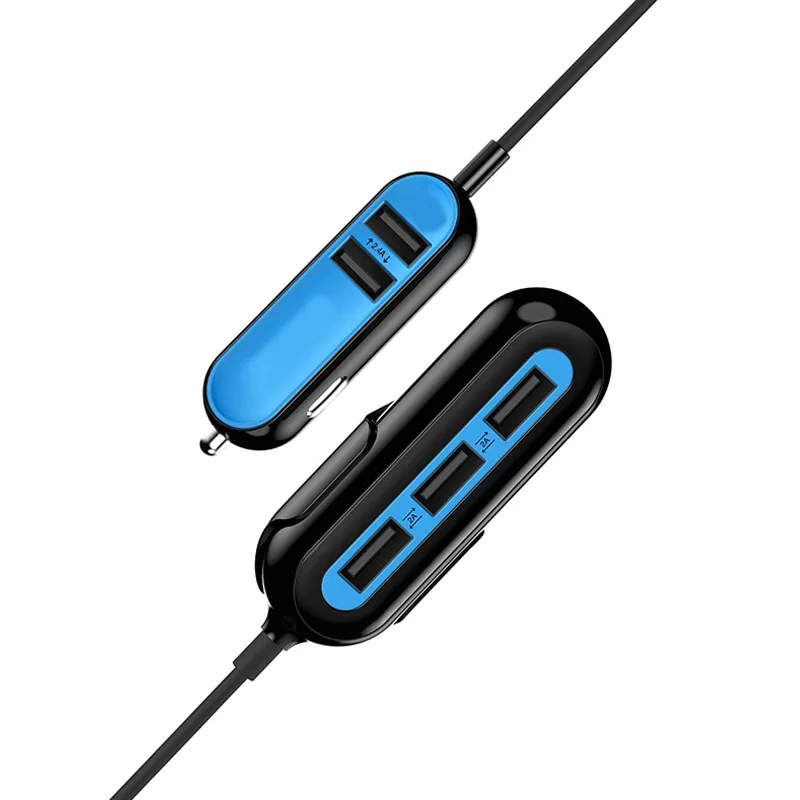 Автомобильное зарядное устройство XYCING с 5 usb-портами для iPhone и Android Blue