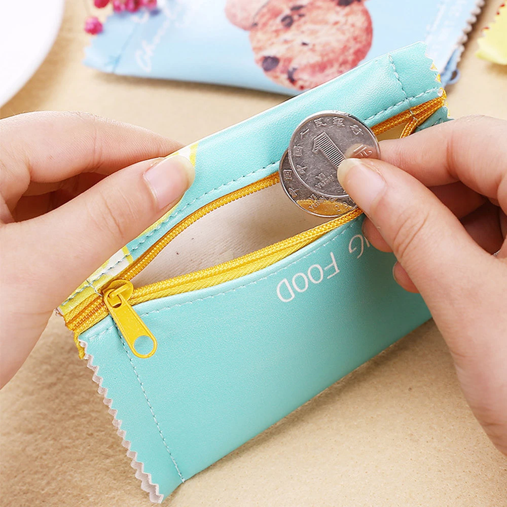 Wallet Female Zipper Wallets Girls Multiple Styl Creative Candy Snacks Coin Purse PU Leather Zipper Ladies Handbags Carteira 815