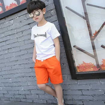 

Famli Teenager Boys Casual Shorts Children Summer Cotton Elastic Beachwear Kids Solid Cotton Straight Sport Pants 10 12 14