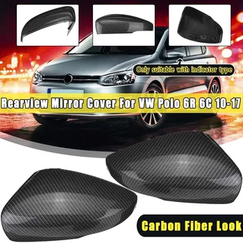 

Pair Carbon Style Door Wing Caps Rearview Mirror Cover For VW for Polo 6R 6C 2010 2011 2012 2013 2014 2015 2016 2017 Car styling