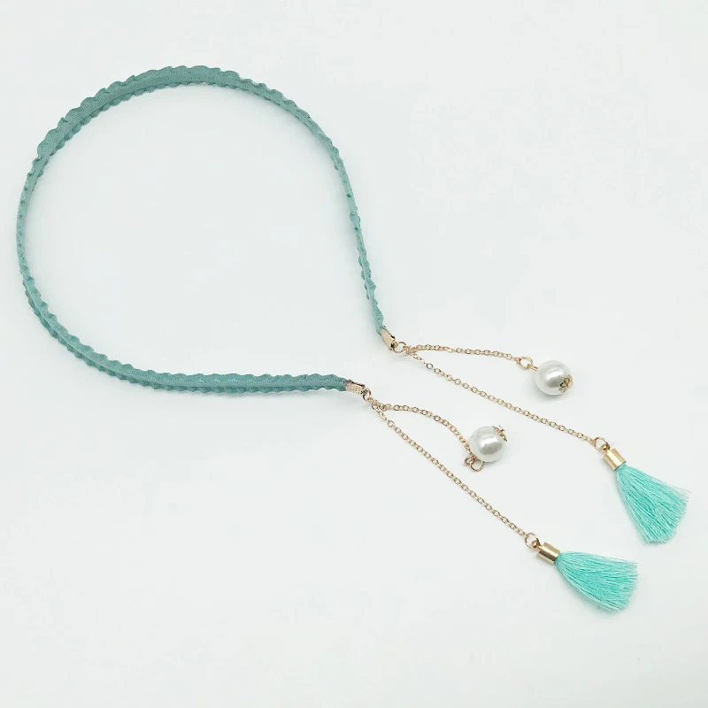 Light green Новая детская Цветочная повязка на голову для девочки s аксессуары для волос жемчуг повязка на голову с бахромой принцесса розовая повязка на голову девочка милый подарок - Цвет: Light green