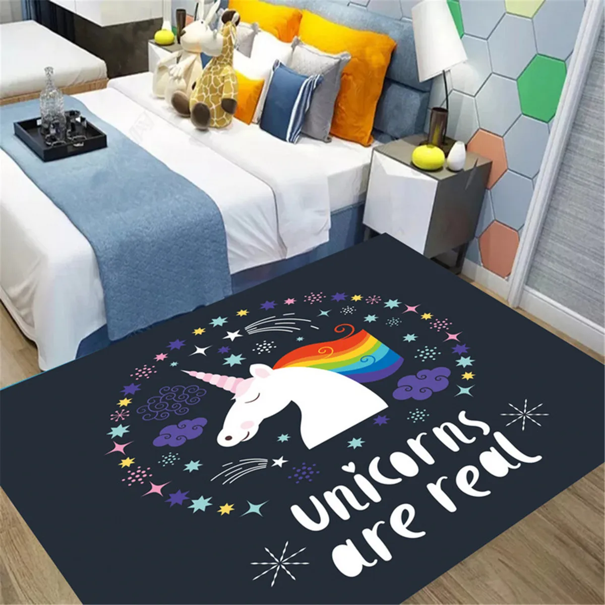 

Funny UnicornFashion Soft Flannel 3D Printed Rugs Mat Rugs Anti-slip Large Rug Carpet Home Decoration