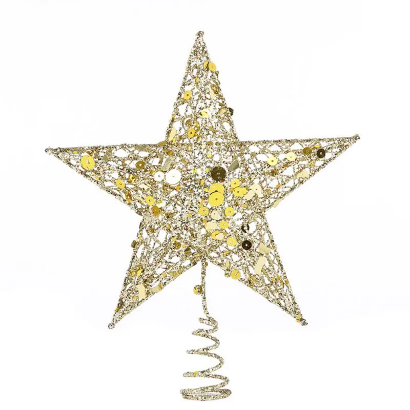 Звезды для рождественской елки пятиконечная звезда подвески орнамент Топ рождественские украшения - Цвет: gold 30cm