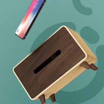 

Creative with mobile phone charging function stylish wooden tissue box
